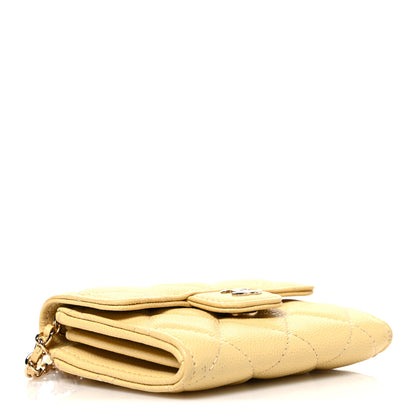 Chanel Caviar Quilted Flap Card Holder On Chain Yellow 4 of 11