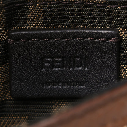 Fendi Woven Fabric Calfskin Embroidered Nano Maxi Buckle Baguette Charm Natural Gianduia 6 of 12