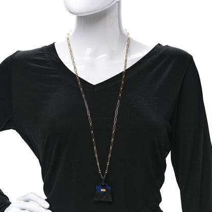 Hermes Permabrass Buffalo Horn Large Amulette Kelly Pendant Necklace 2 of 9