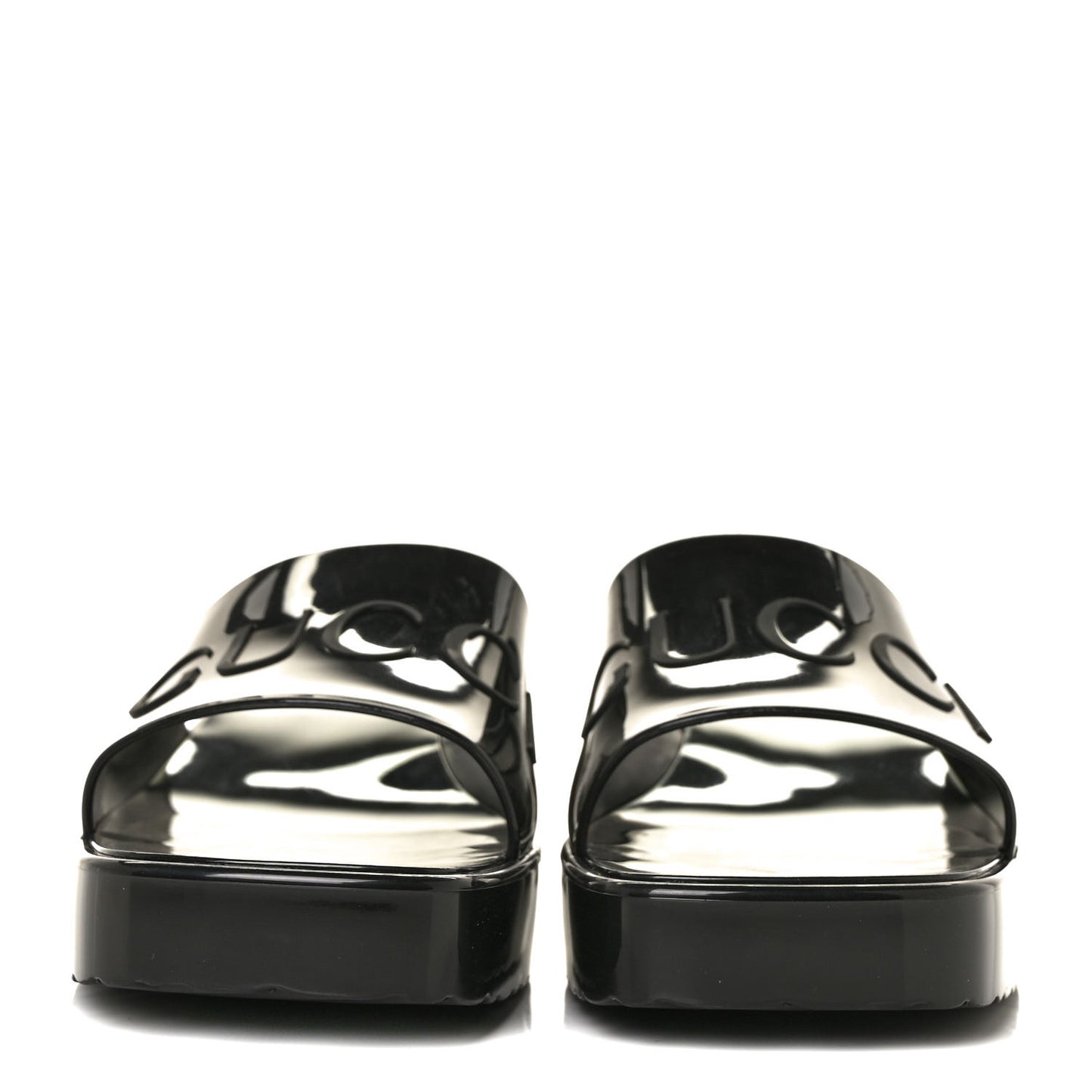 Rubber Gucci Logo Womens Platform 20/60mm Slide Sandals 37 Black