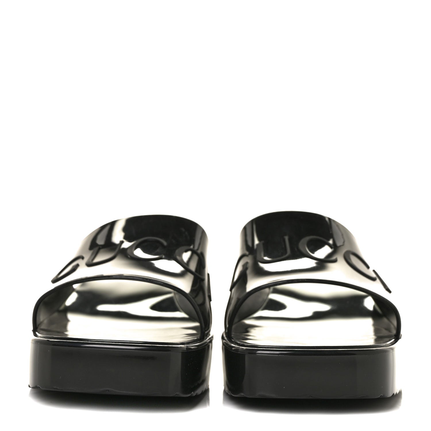 Gucci Rubber Gucci Logo Womens Platform 20/60mm Slide Sandals 37 Black 2 of 8