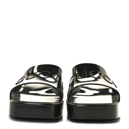 Gucci Rubber Gucci Logo Womens Platform 20/60mm Slide Sandals 37 Black 2 of 8