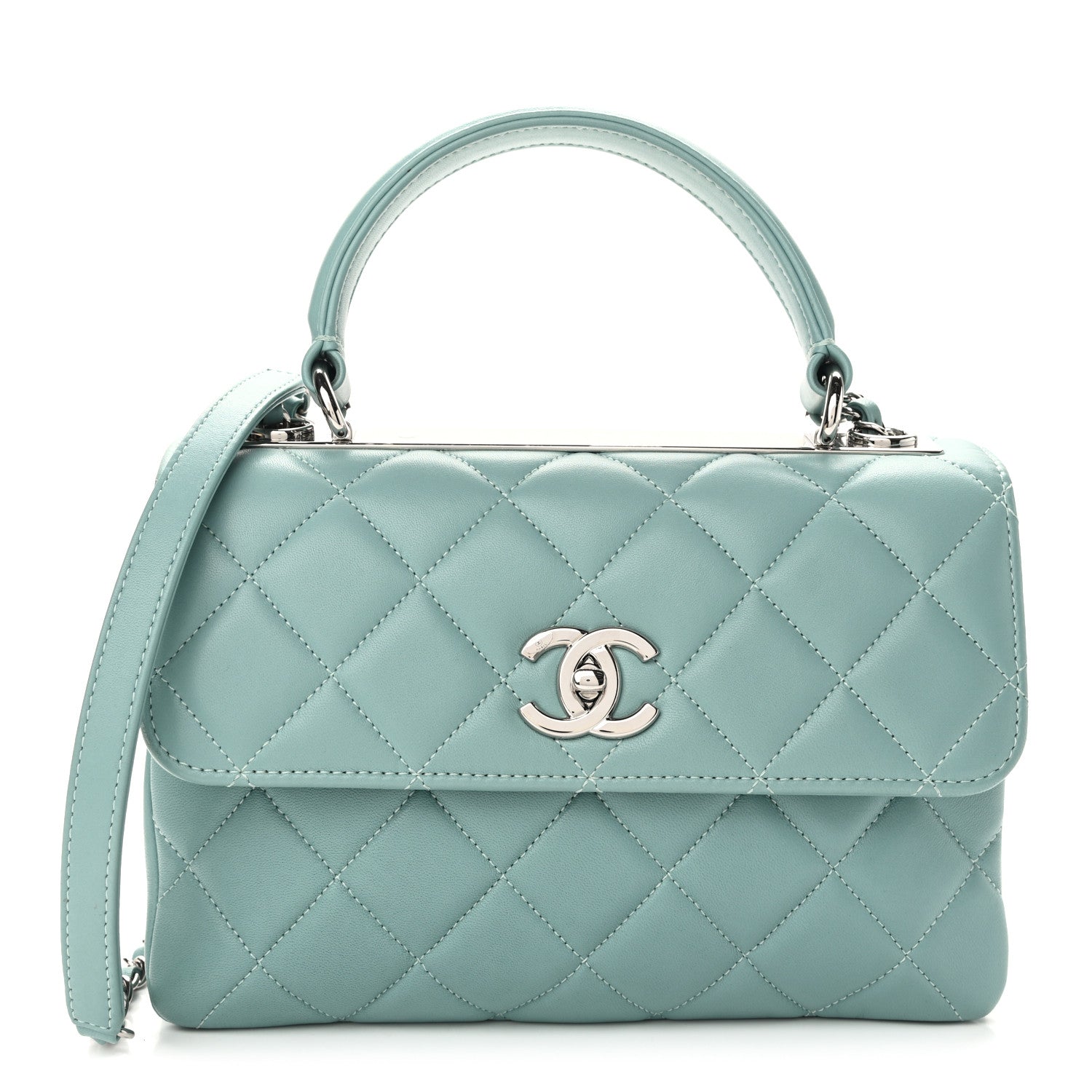 Chanel Lambskin Quilted Small Trendy CC Flap Dual Handle Bag Light Green 1 of 10