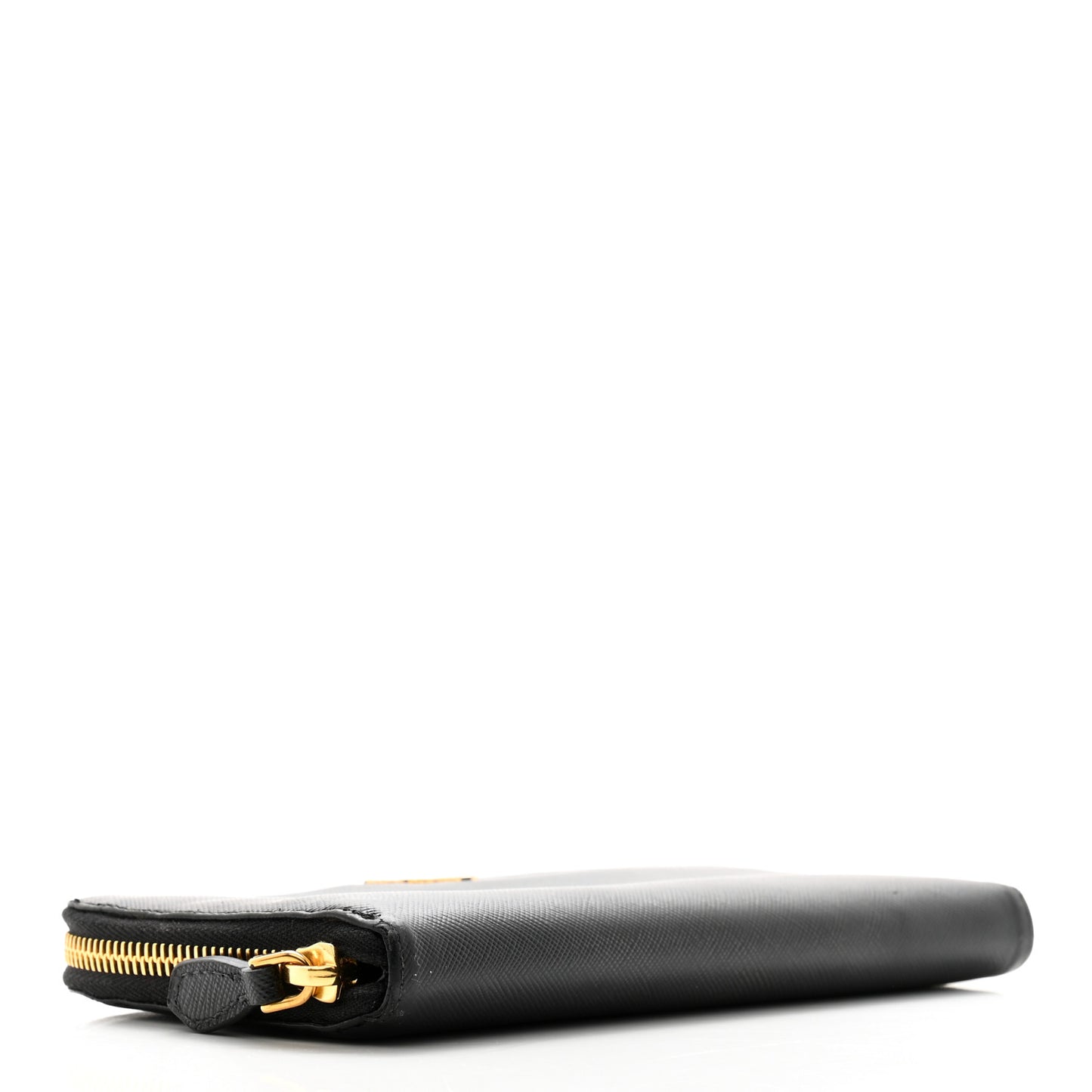 Saffiano Metal Zip Around Wallet Black