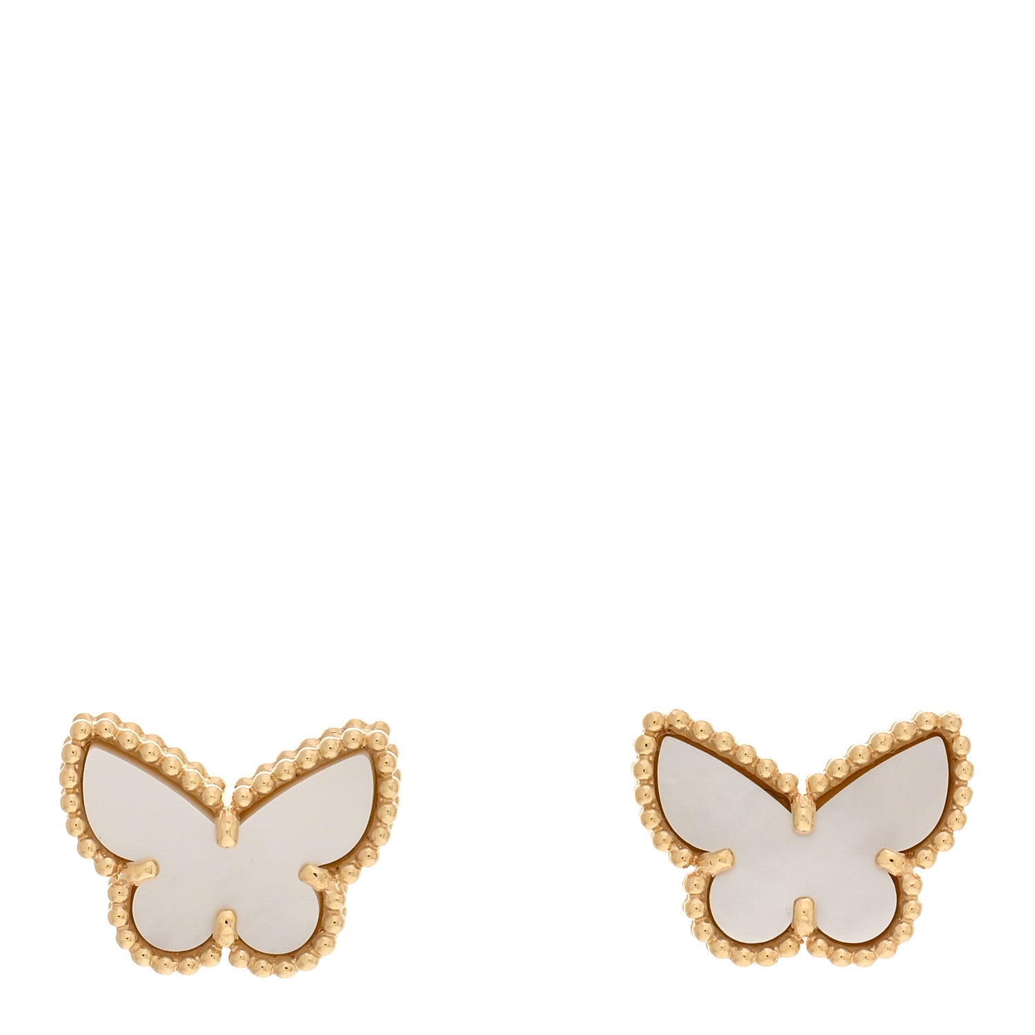 Van Cleef & Arpels 18K Yellow Gold Mother of Pearl Sweet Alhambra Butterfly Earrings 1 of 5