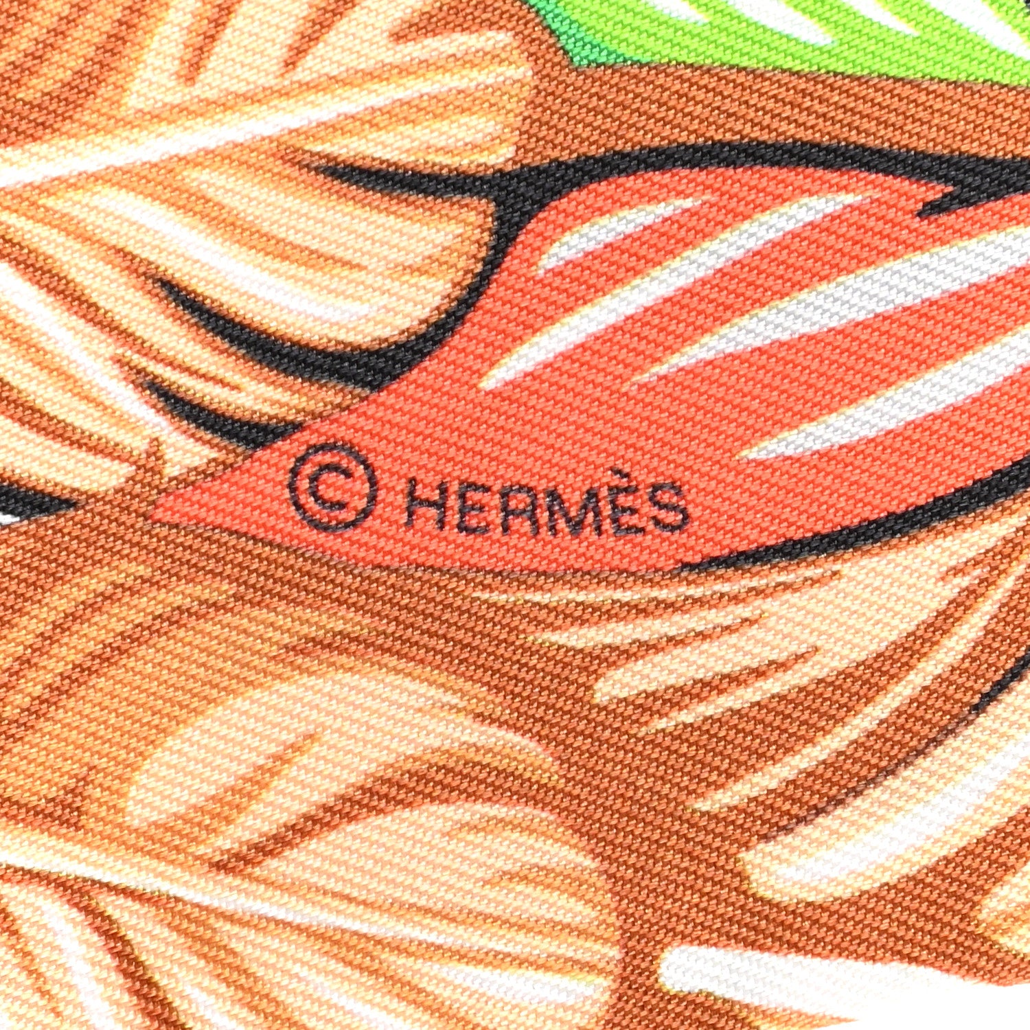 Hermes Silk La Danse Pacifique Twilly Vert Vif Corail 3 of 4