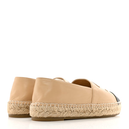 Chanel Lambskin CC Espadrilles 38 Beige Black 4 of 10