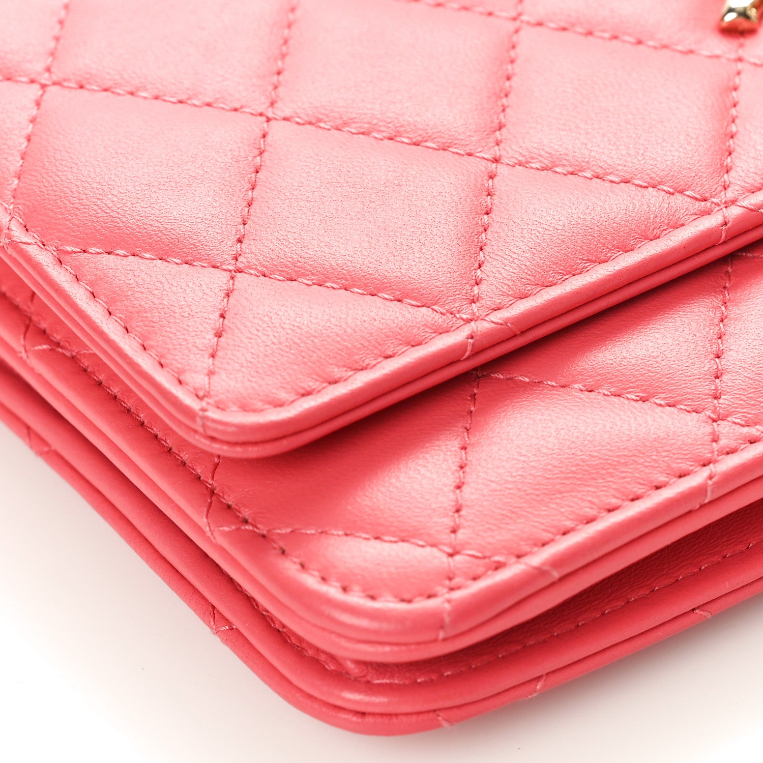 Chanel Lambskin Quilted Trendy CC Wallet On Chain WOC Pink 9 of 10