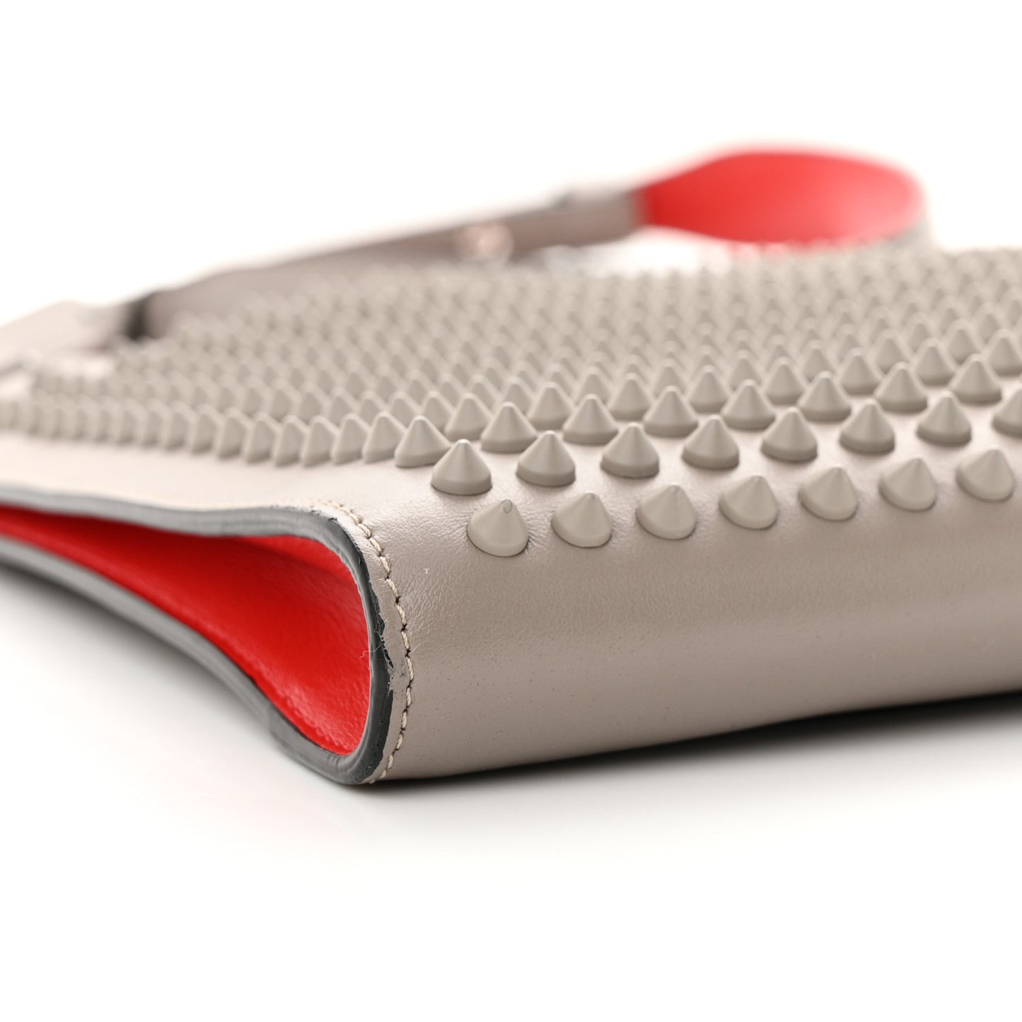 Calfskin Studded Skypouch Crossbody Clutch Grey