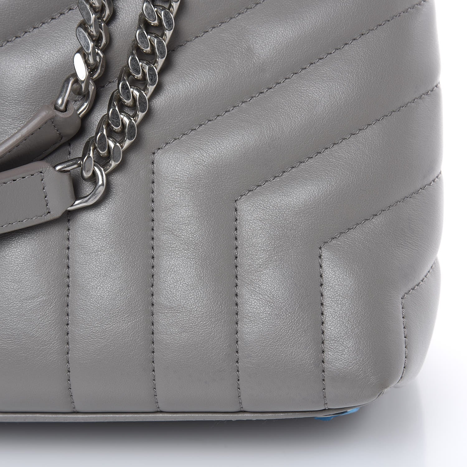 Saint Laurent Calfskin Y Quilted Monogram Large Loulou Chain Satchel Light Grey 15 of 16