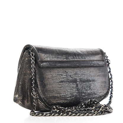 Chanel Iridescent Stamped Calfskin Half Moon Wallet On Chain WOC Silver 2 of 16