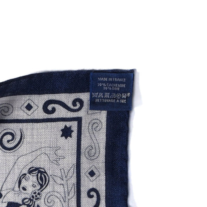 Hermes Cashmere Silk Peuple Du Vent Shawl 140 Gris Chine Marine 4 of 4