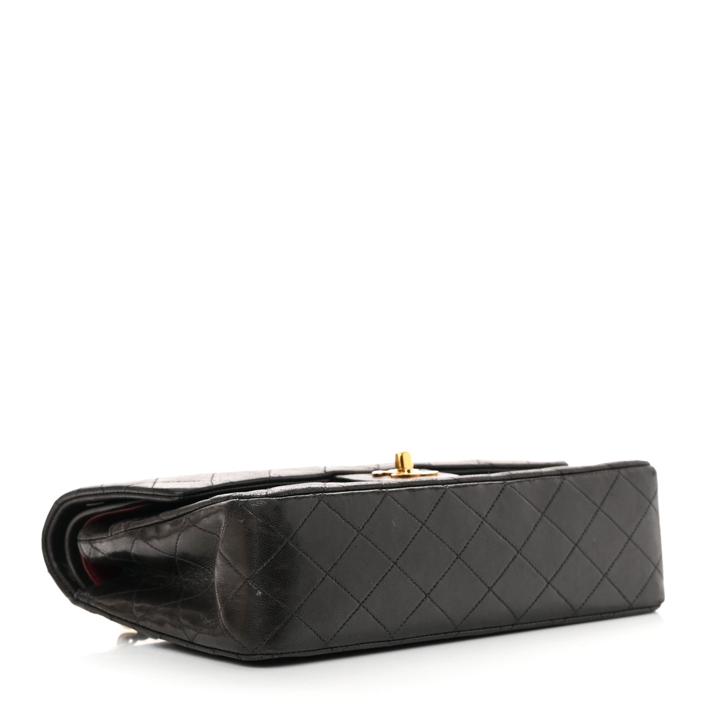 Lambskin Quilted Medium Double Flap Black
