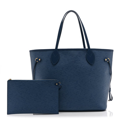 Louis Vuitton Epi Neverfull MM Denim Blue 3 of 10