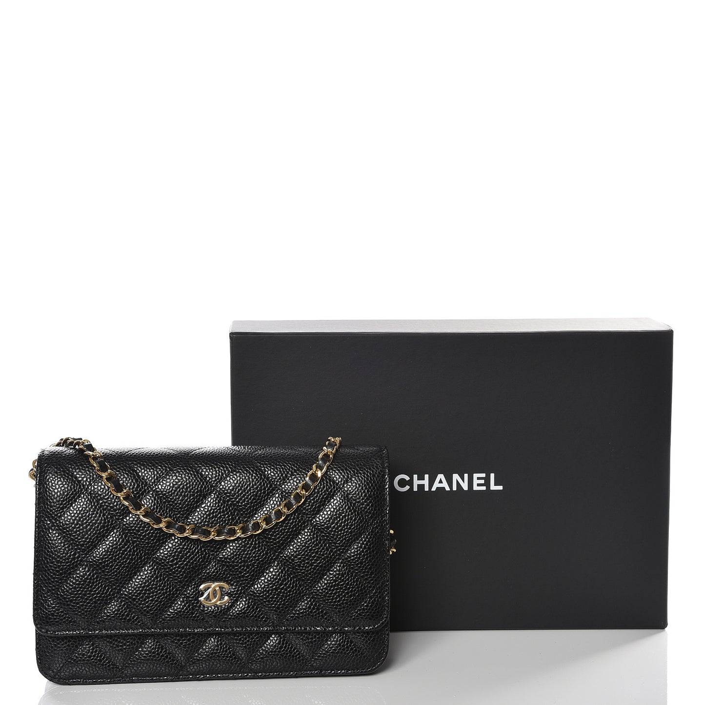Caviar Quilted Wallet On Chain WOC Black