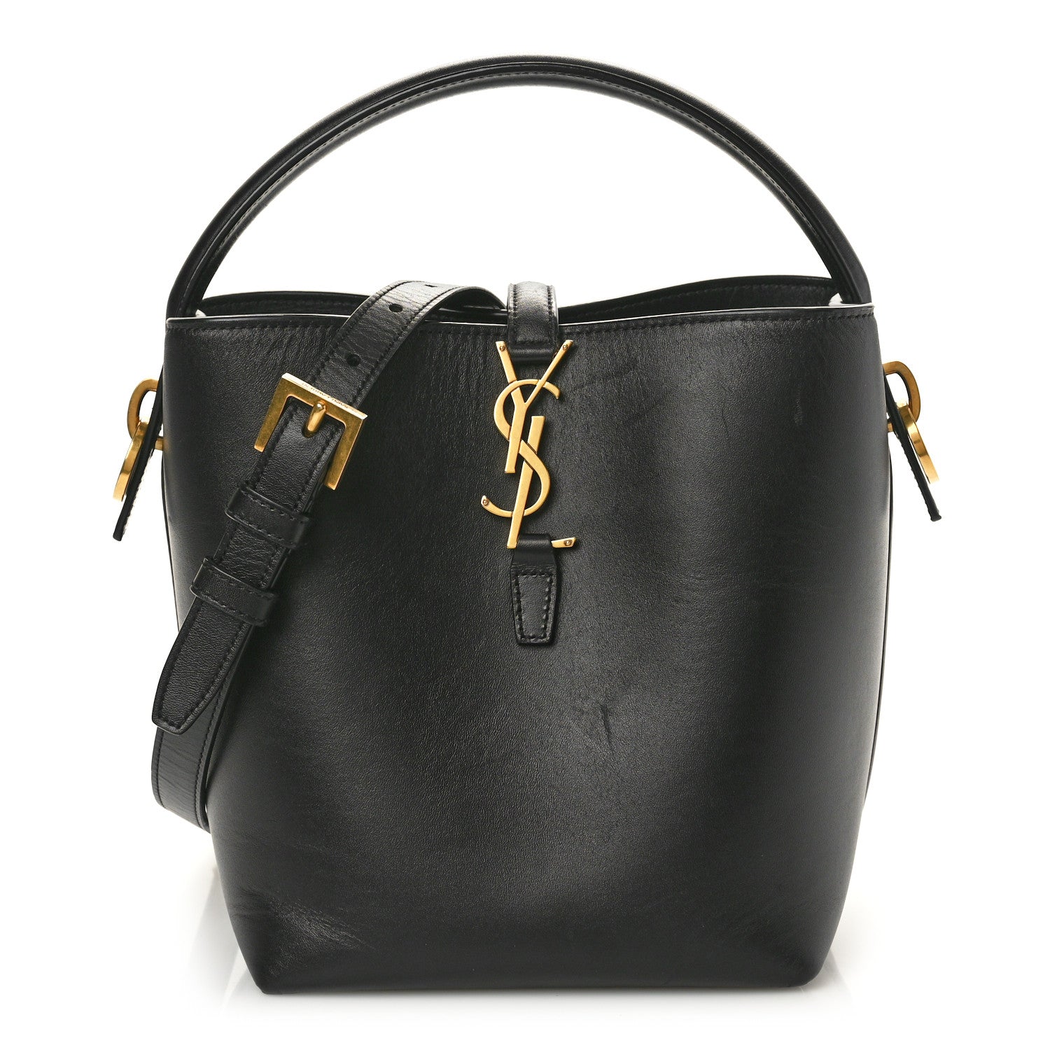 Saint Laurent Shiny Calfskin Le 37 Mini Bucket Bag Black 1 of 9