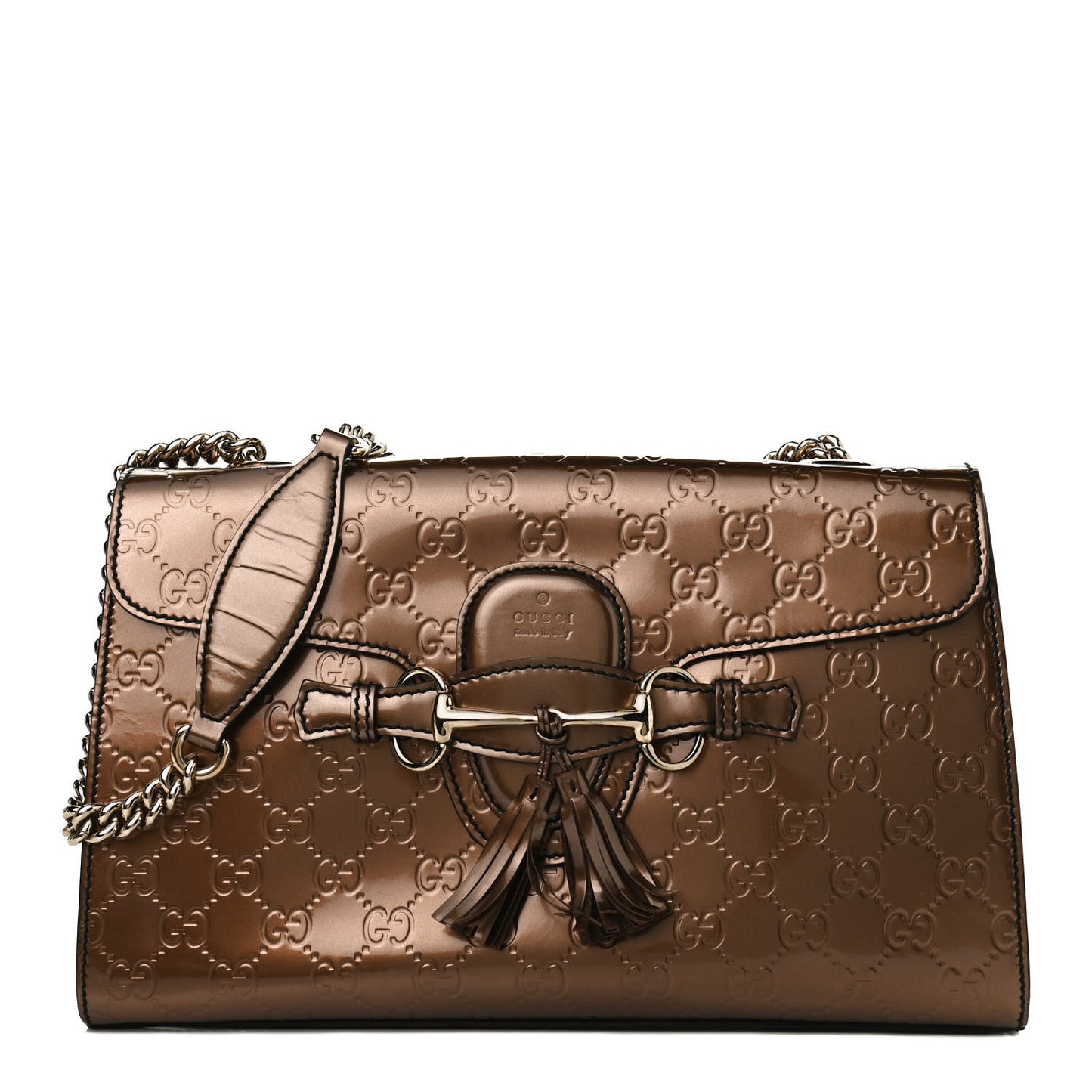 Shine Guccissima Medium Emily Chain Shoulder Bag Acero