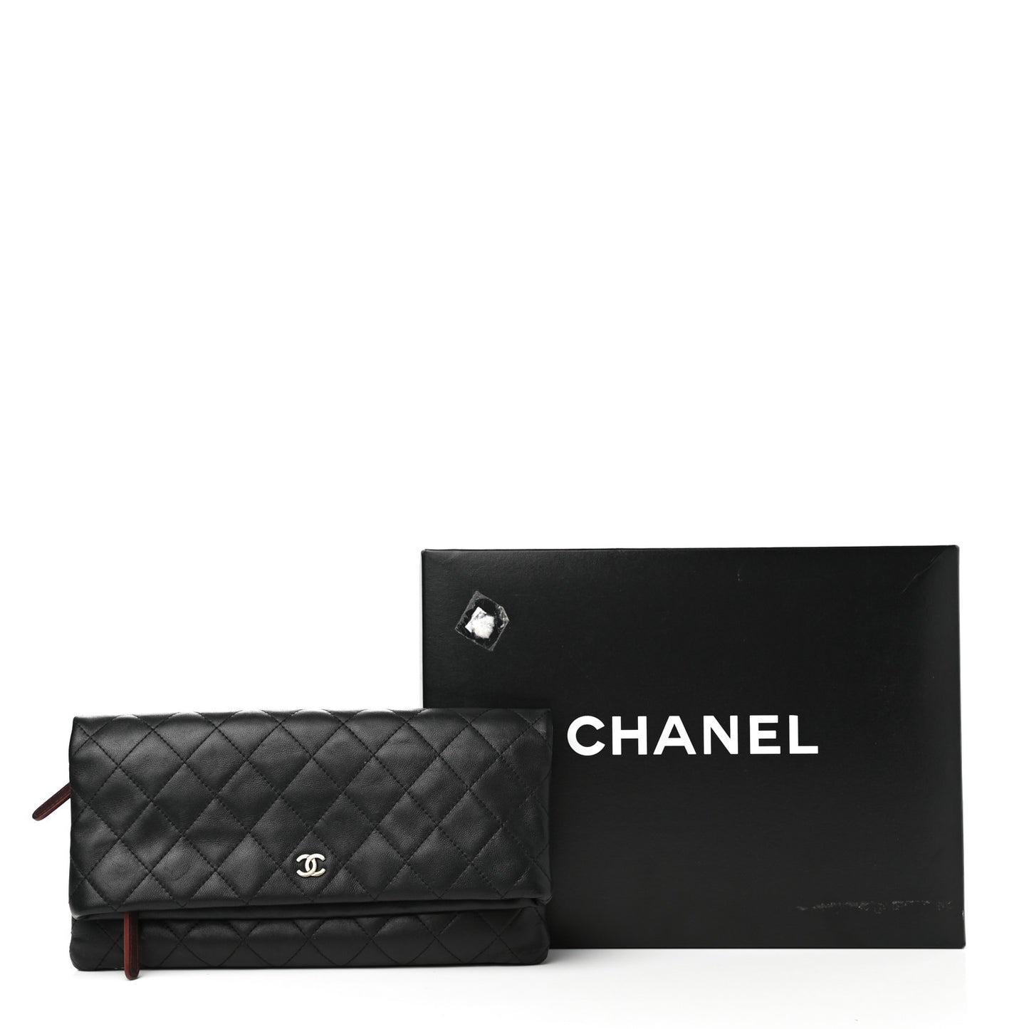 Lambskin Quilted CC Beauty Clutch Black