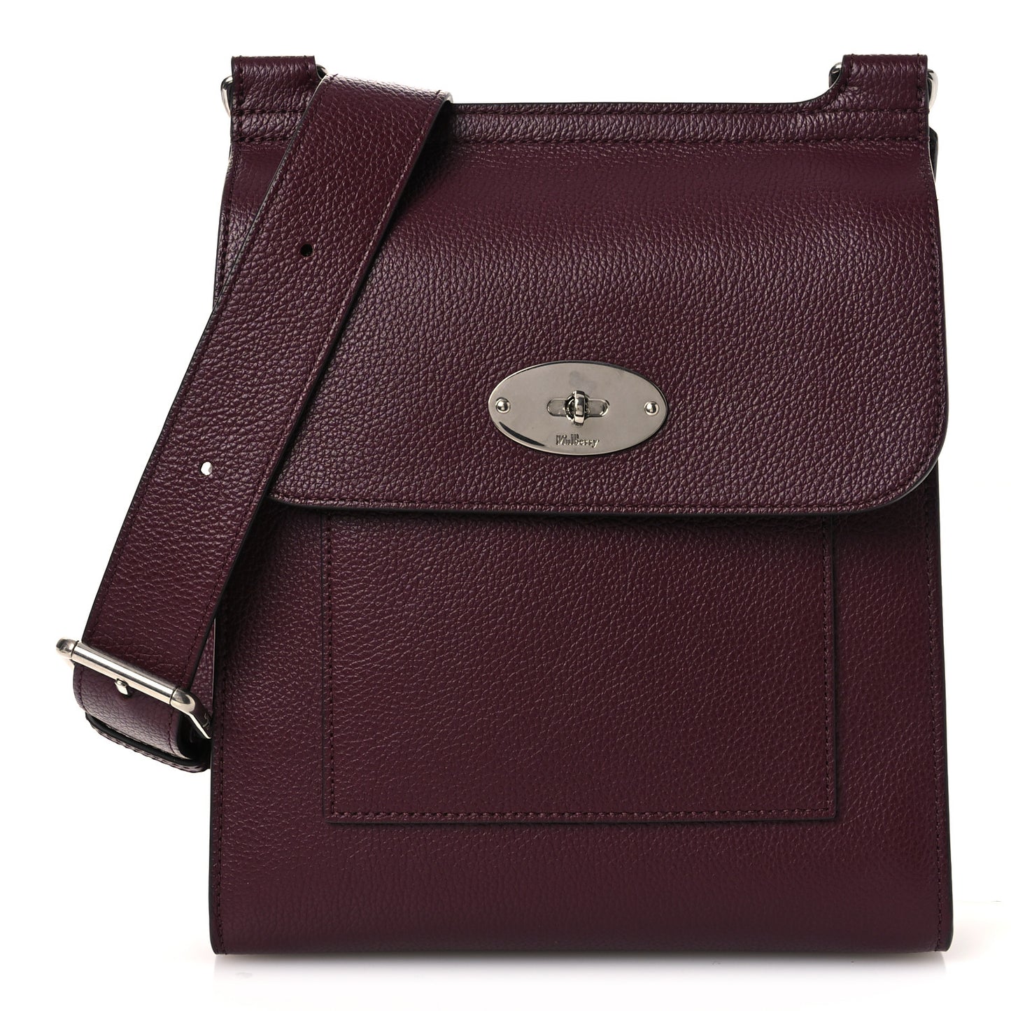 Small Classic Grain Calfskin Antony Messenger Crossbody Black Cherry