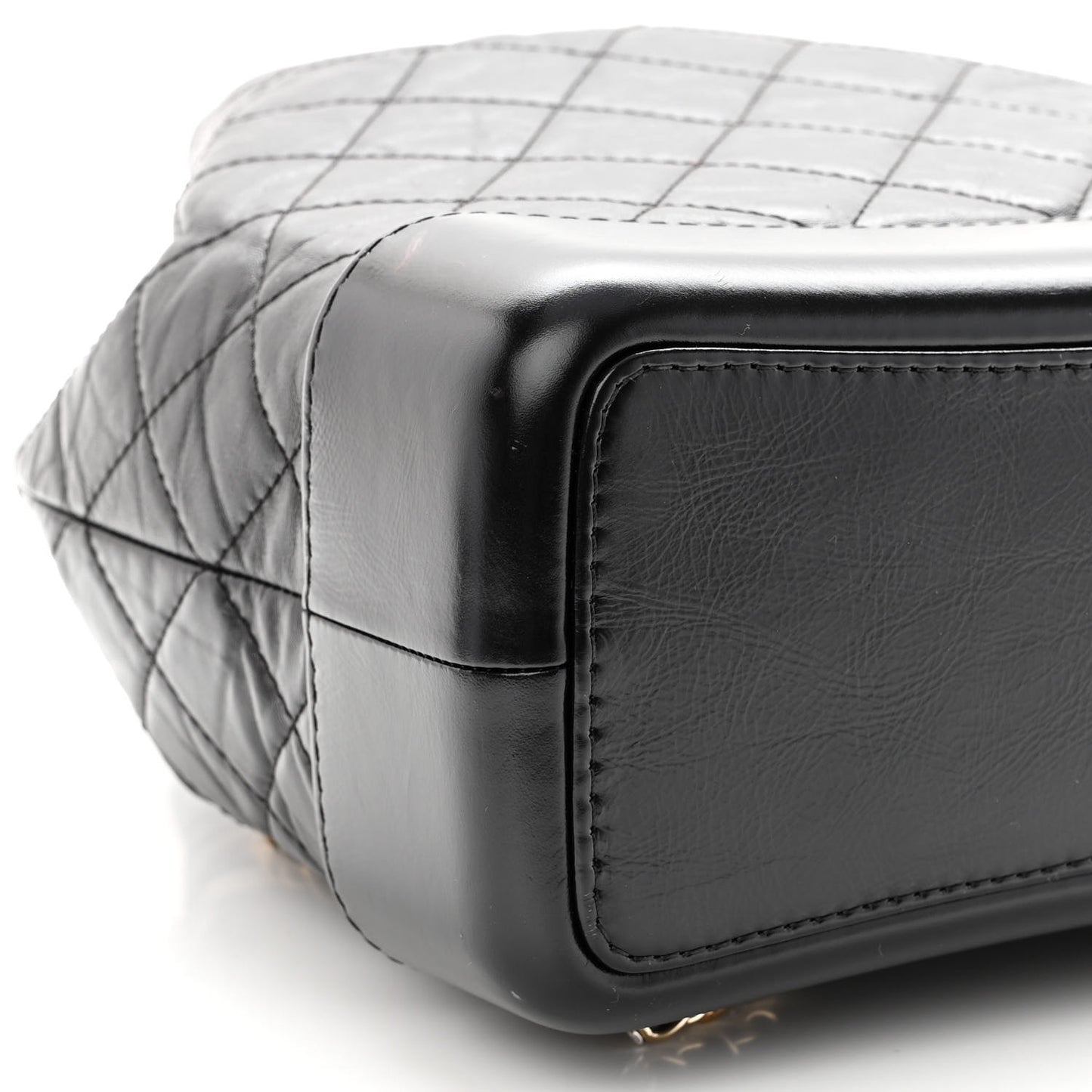 Aged Calfskin Quilted Gabrielle Backpack Black