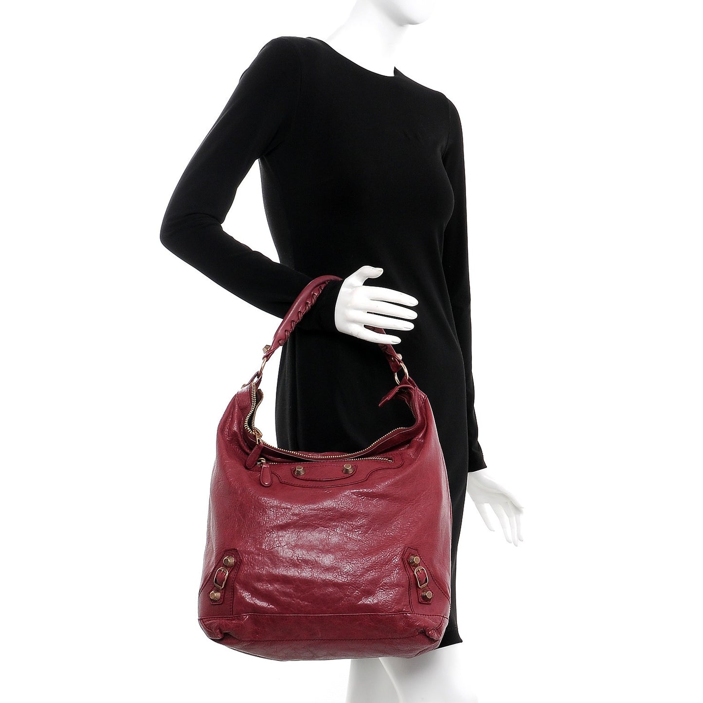 Agneau Giant 12 Rose Gold Hardware Day Hobo Cassis