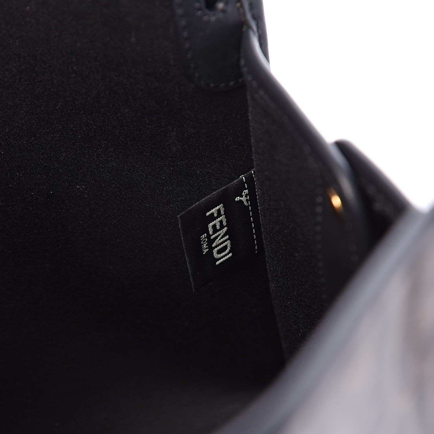 Fendi Glazed Fabric Vitello Century FF 1974 Stamp Patch Mini Peekaboo Defender Cover Mogano Panna Black 6 of 10