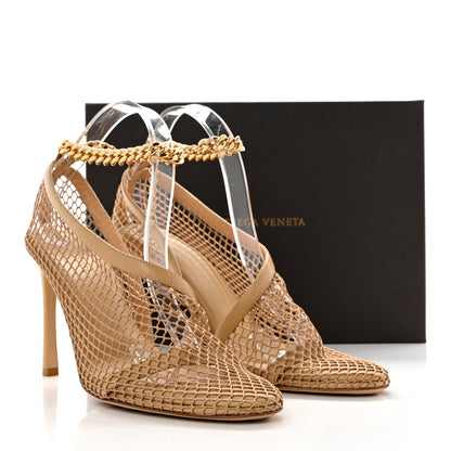 Bottega Veneta Mesh Nappa Chunky Chain Sandals 40 Beige Pony 9 of 9