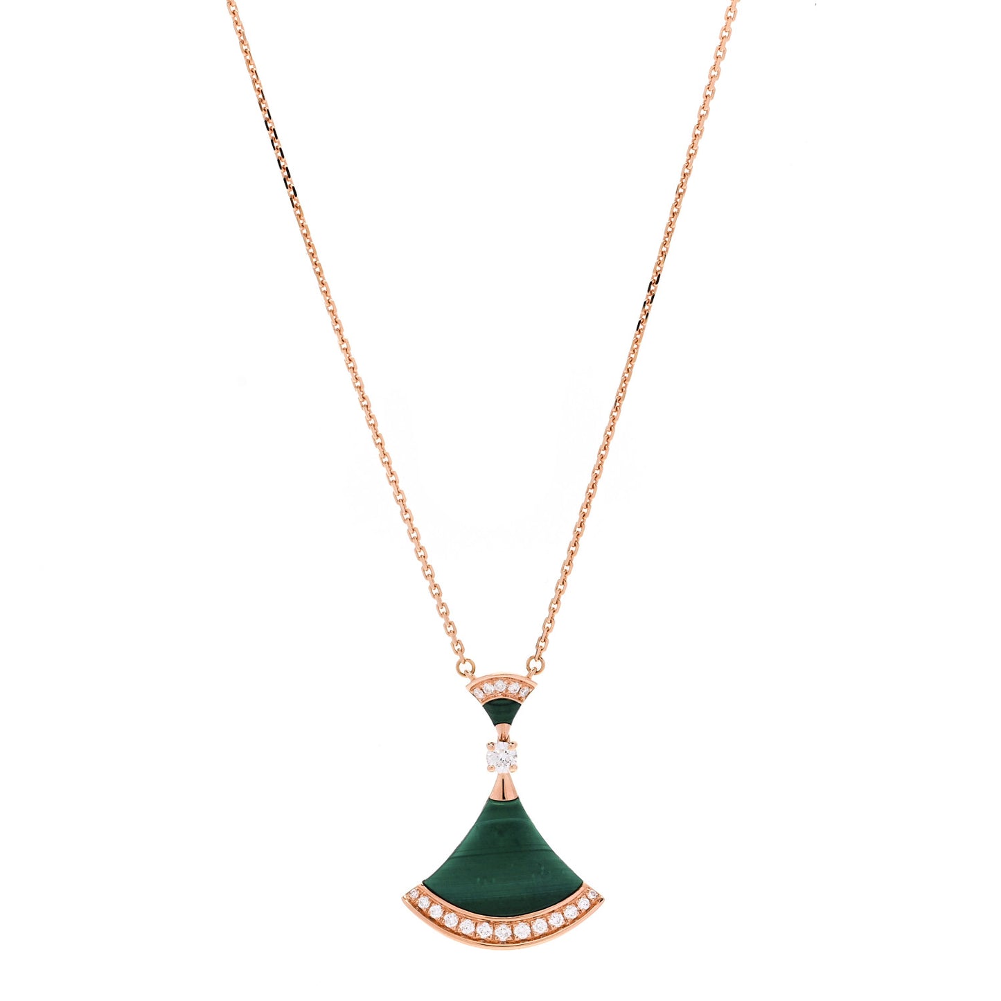 18K Rose Gold Diamond Malachite Divas' Dream Pendant Necklace