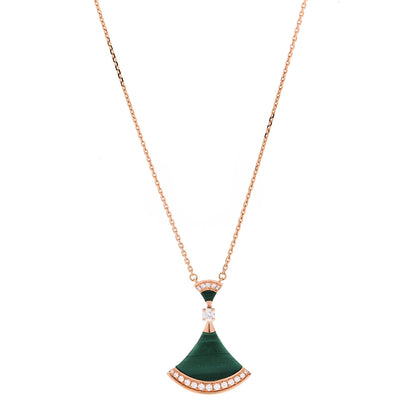Bulgari 18K Rose Gold Diamond Malachite Divas' Dream Pendant Necklace 1 of 6
