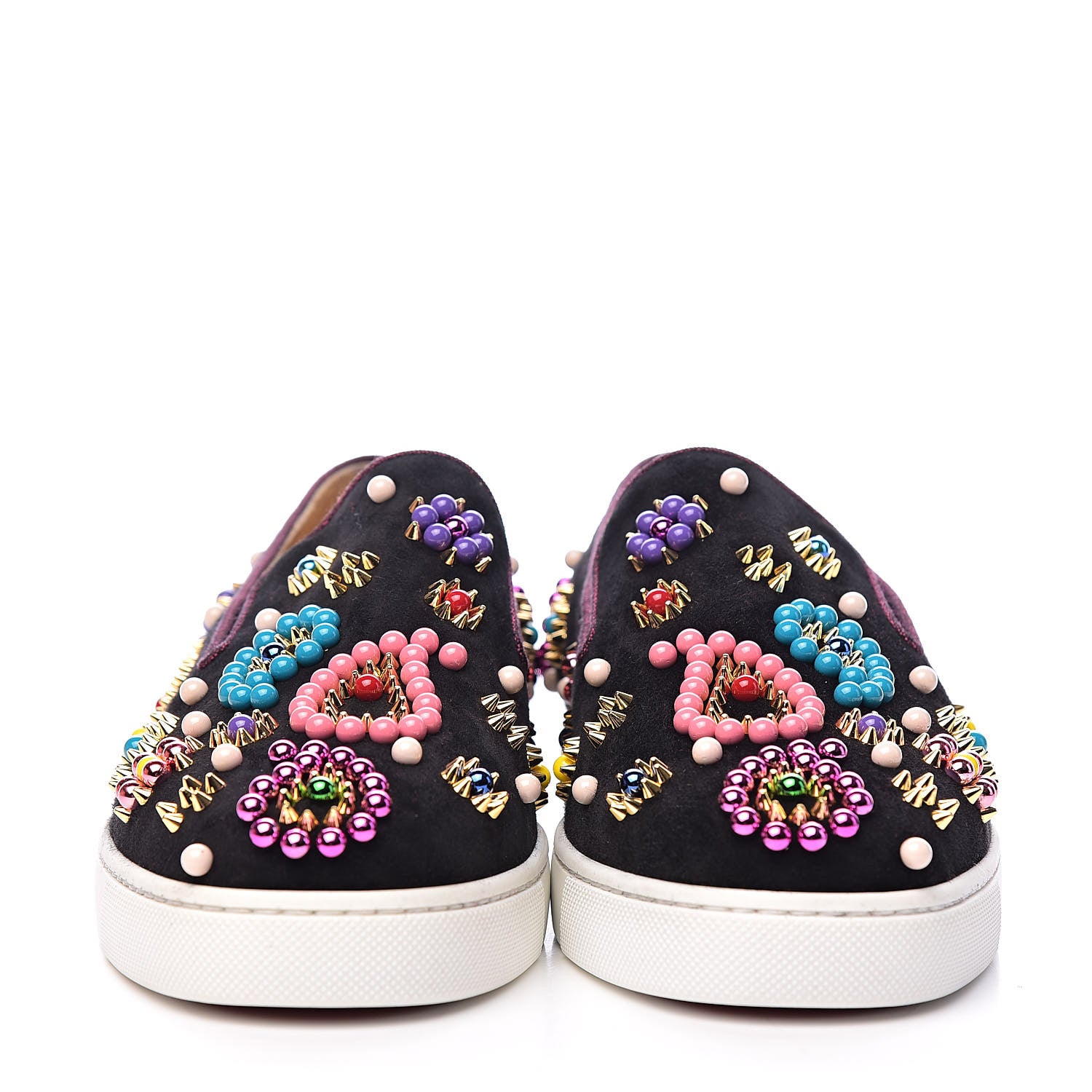 Christian Louboutin Velvet Beaded Candy Boat Flats 38.5 Black 2 of 12