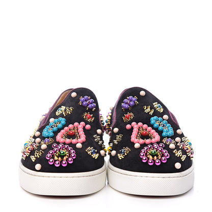Christian Louboutin Velvet Beaded Candy Boat Flats 38.5 Black 2 of 12