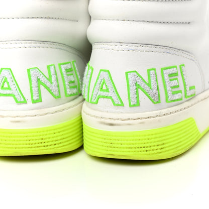 Chanel Calfskin Mens Logo High Top Sneakers 44 White Multicolor 8 of 9