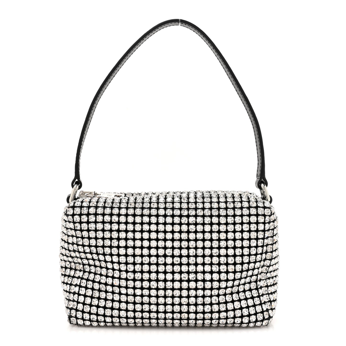 Mesh Crystal Rhinestone Mini Heiress Pouch Black Silver