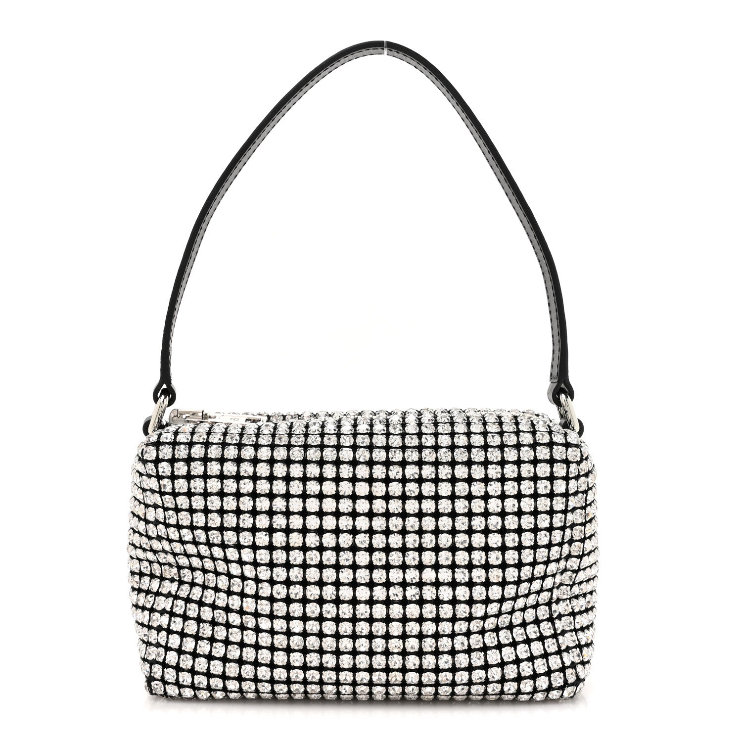 Alexander Wang Mesh Crystal Rhinestone Mini Heiress Pouch Black Silver 1 of 9