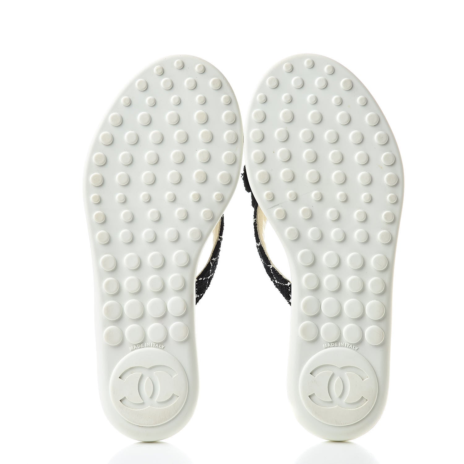 Chanel Tweed Quilted Camellia Thong Sandals 36 Black White 5 of 8