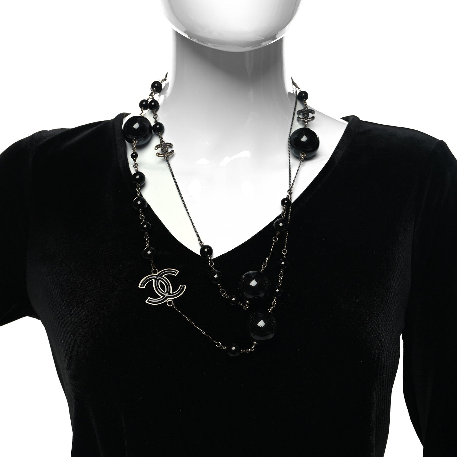 Chanel Ruthenium Bead Crystal Necklace Black 2 of 5