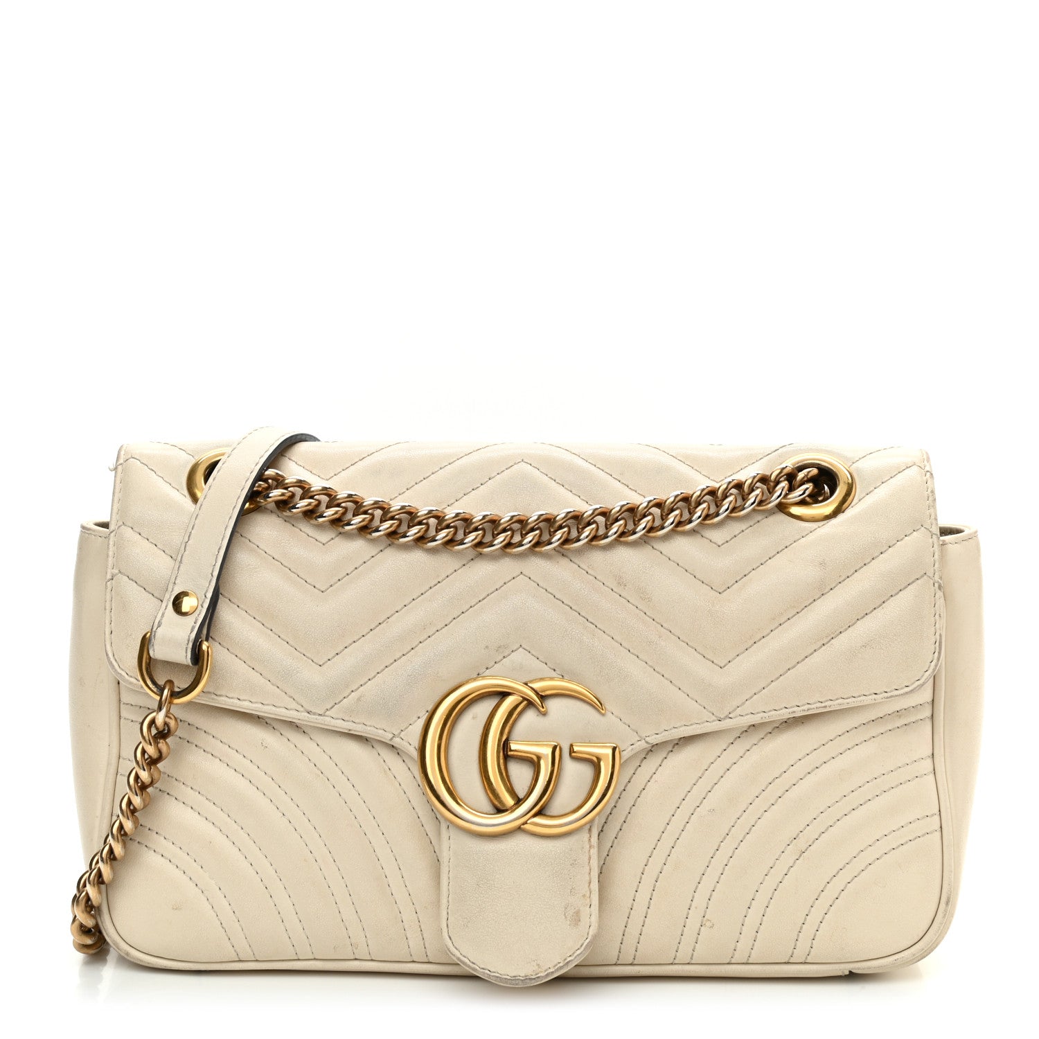 Gucci Calfskin Matelasse Small GG Marmont Shoulder Bag White 1 of 13