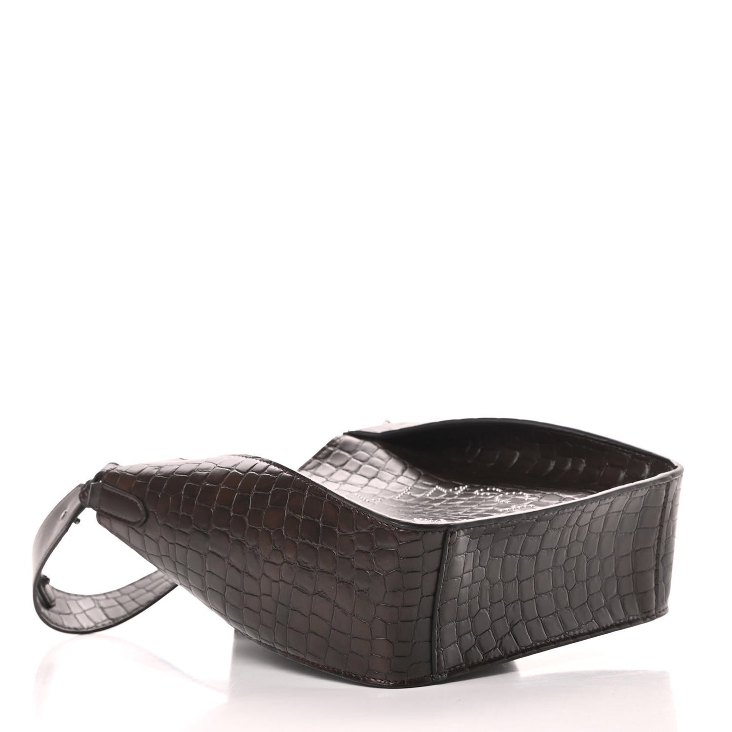 Crocodile Embossed Studded Logo Mini Crossbody Mahogany