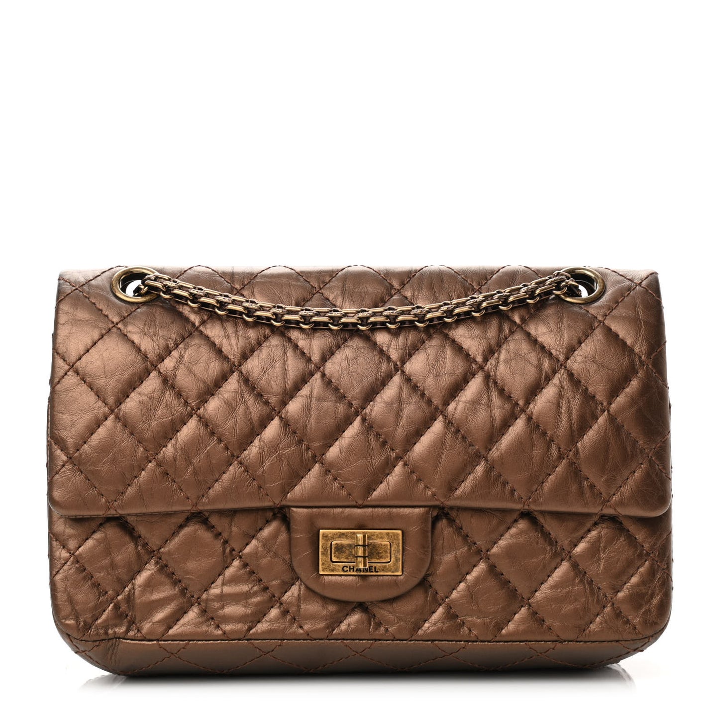 Metallic Aged Calfskin Quilted 2.55 Reissue 225 Flap Bronze