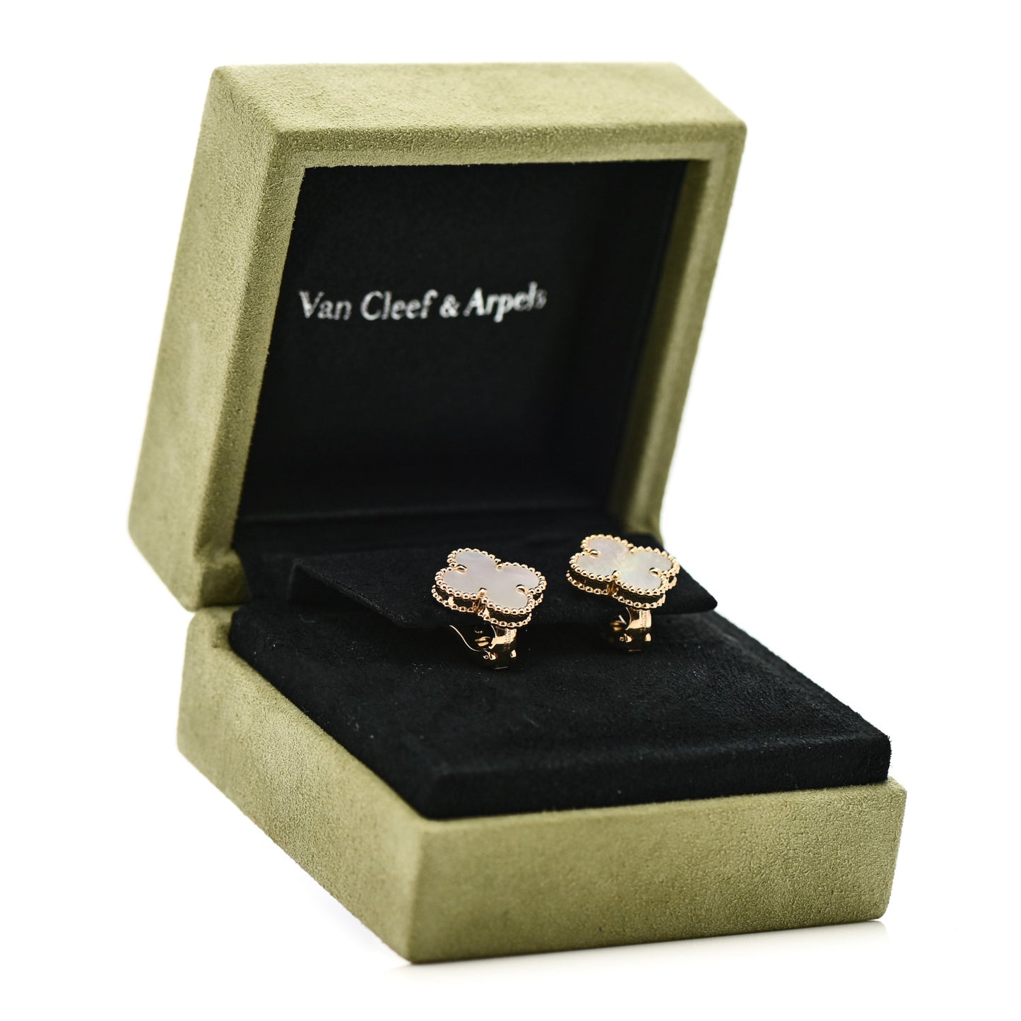 18K Yellow Gold Mother of Pearl Vintage Alhambra Earrings