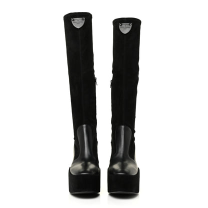 Louis Vuitton Suede Calfskin Monogram Podium Platform Thigh Boots 37 Black 2 of 13
