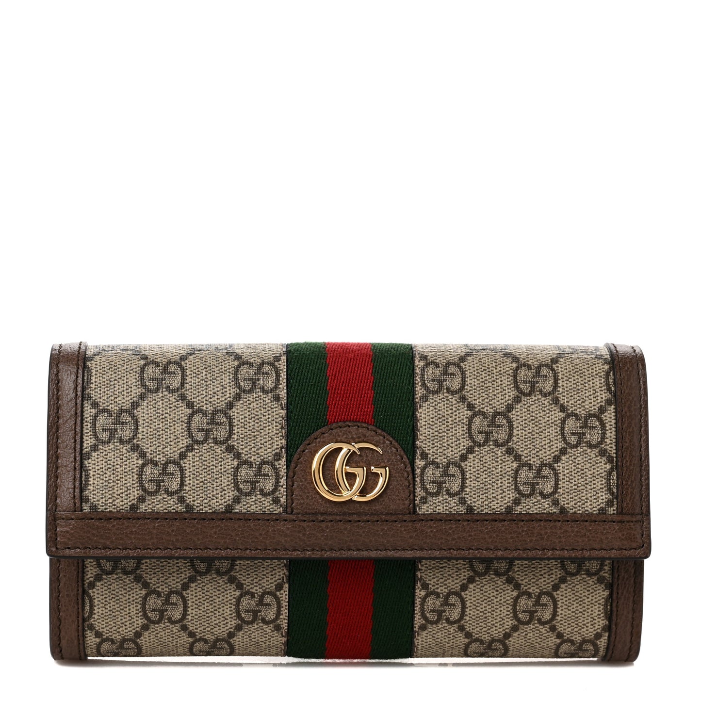 GG Supreme Monogram Web Ophidia Continental Wallet Brown