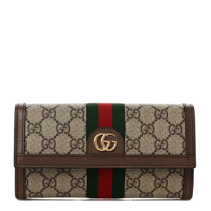 Gucci GG Supreme Monogram Web Ophidia Continental Wallet Brown 1 of 10