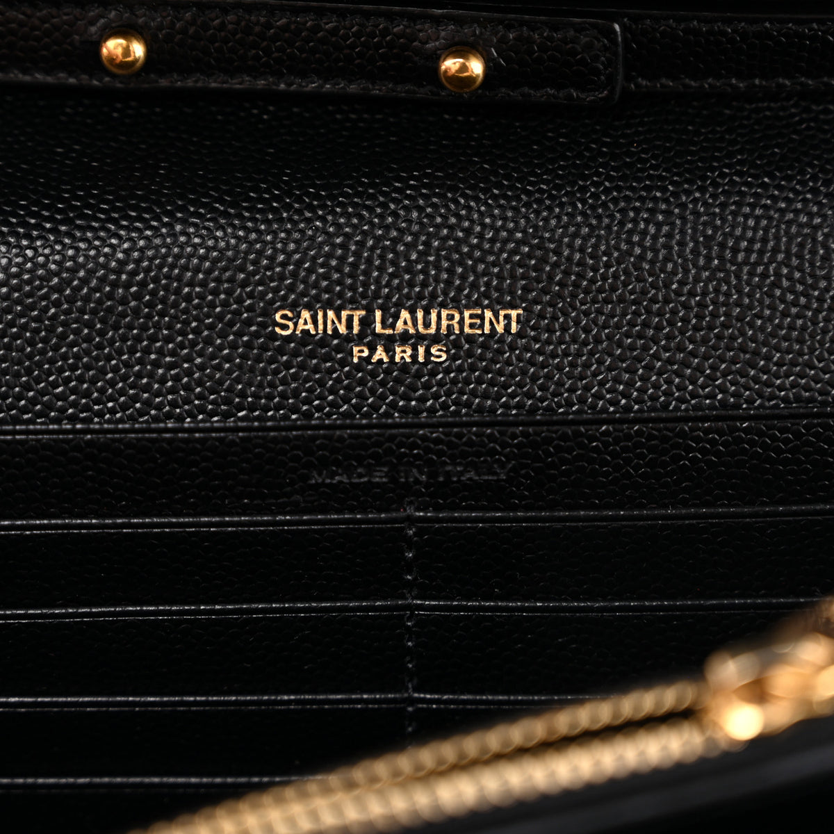 Grain De Poudre Matelasse Chevron Monogram Chain Wallet Black