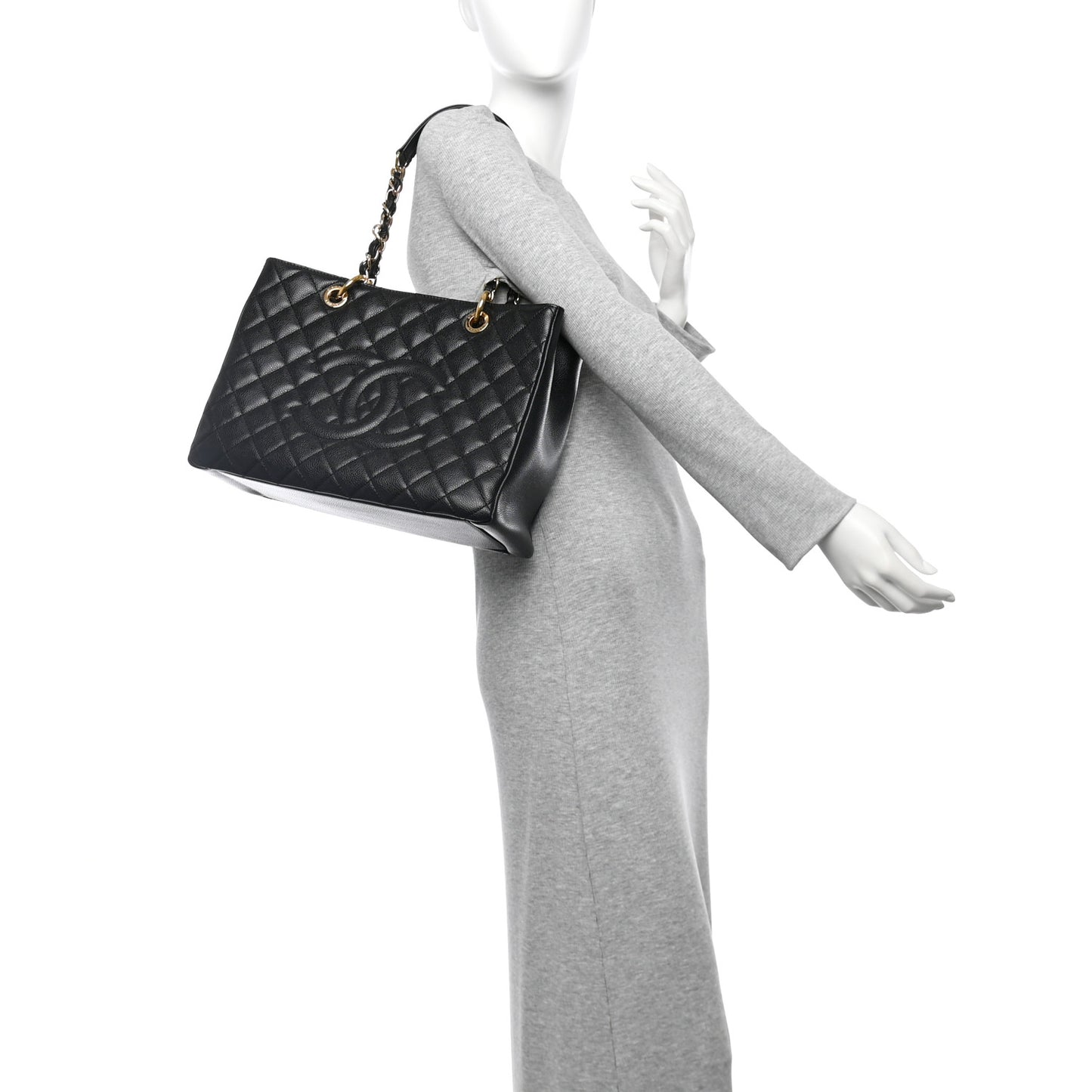 Caviar Quilted Grand Shopping Tote GST Black