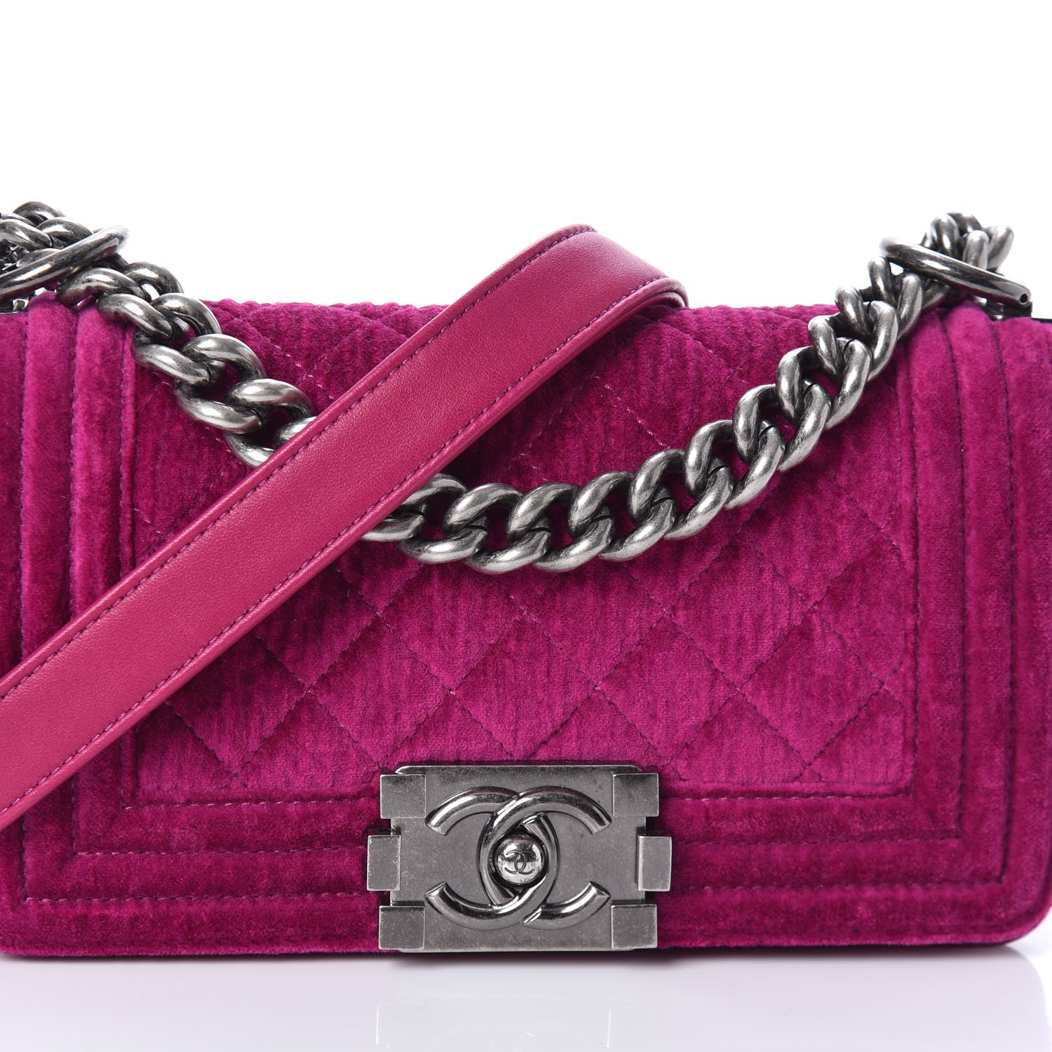 Chanel Velvet Quilted Small Boy Flap Fuchsia 8 of 10