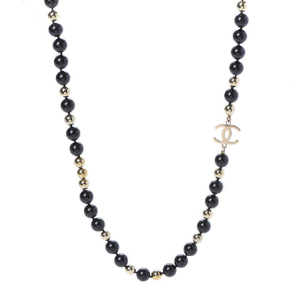 Chanel Beaded CC Long Necklace Black Gold 4 of 6