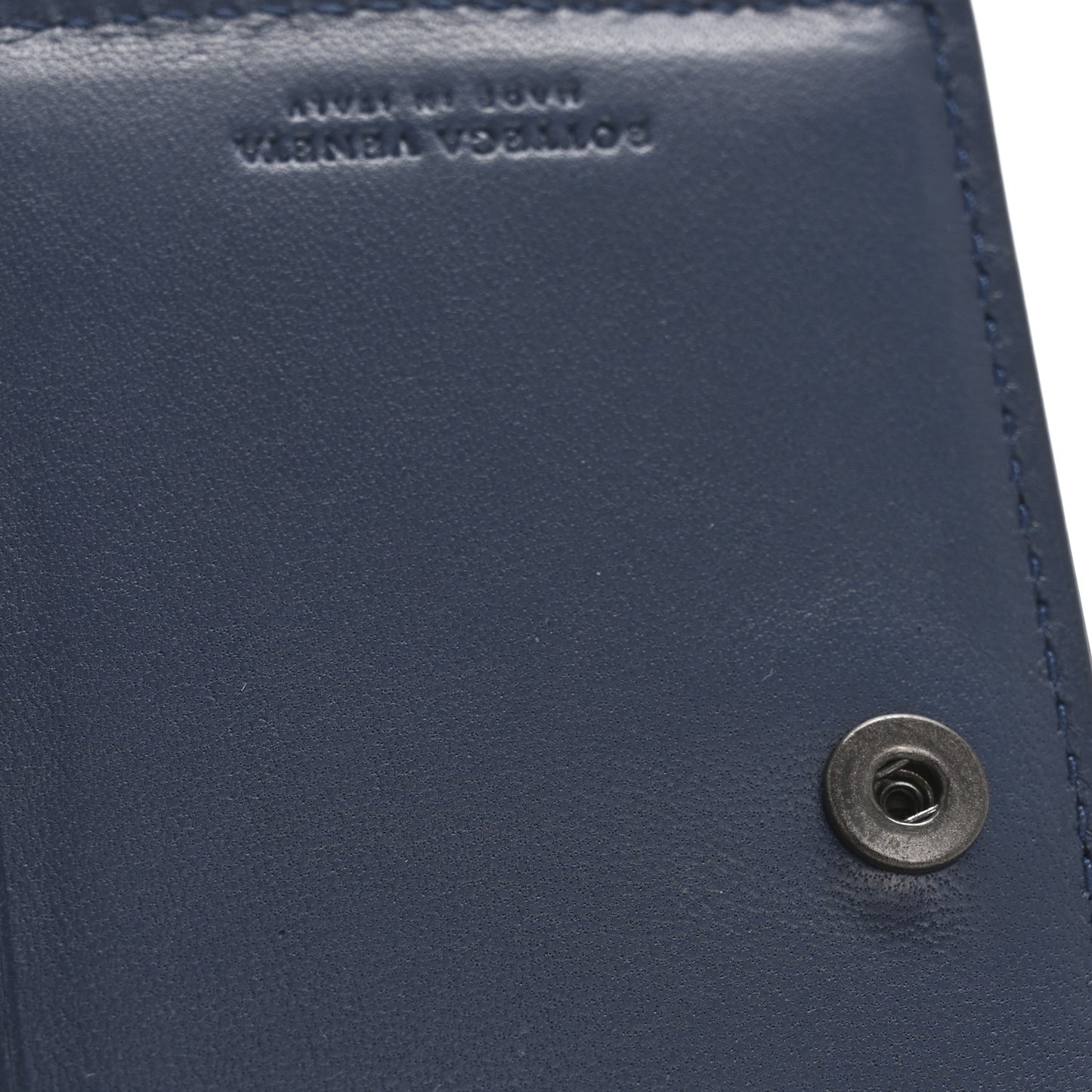 Nappa Intrecciato Bifold Zip Wallet Navy