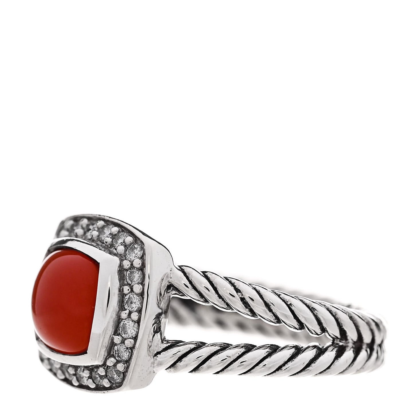 Sterling Silver Diamond Carnelian 7mm Petite Albion Ring 52 6