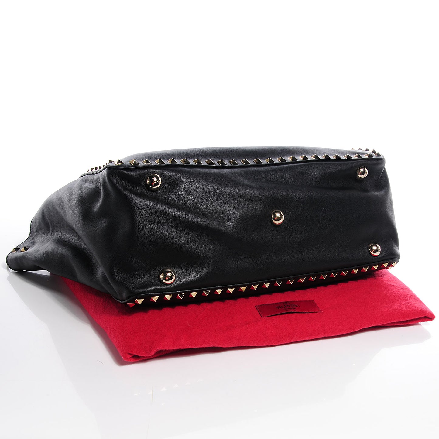 Vitello Medium Rockstud Tote Black